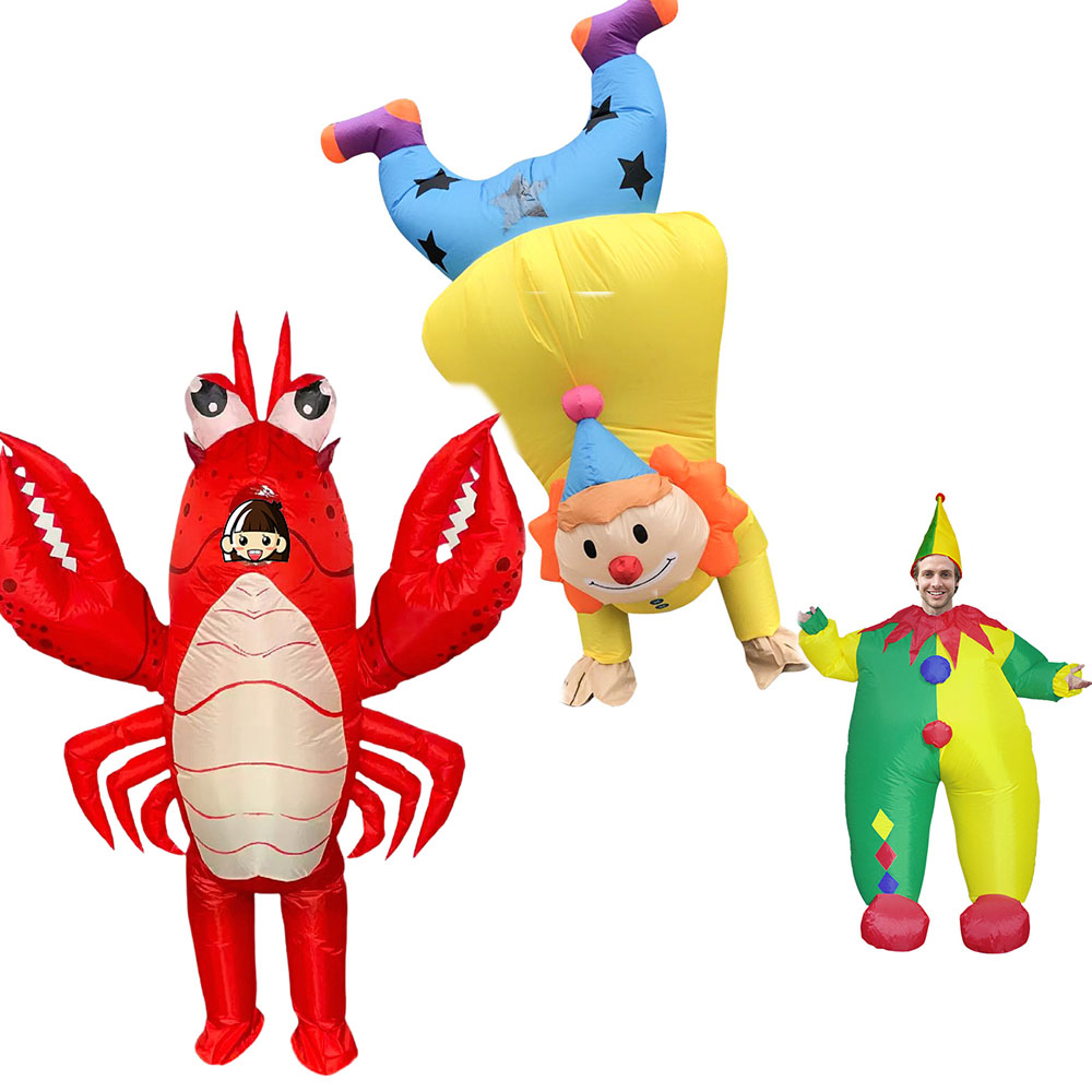 Halloween Costume Adult - Opblaasbaar clownkostuum voor volwassenen, grappig handstand-clownmascottpak