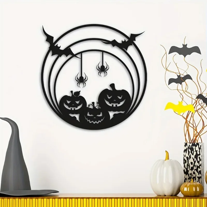 Spider Web Halloween Decoration - Halloween metalen wanddecoratie pompoen vleermuis spinnenweb