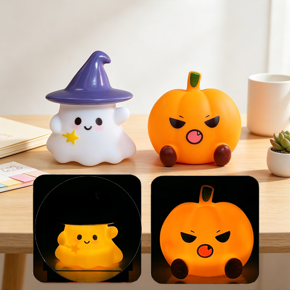 Halloween Pumpkin Decor Led - Kawaii Heks Spook Pompoen Siliconen Nachtlampje