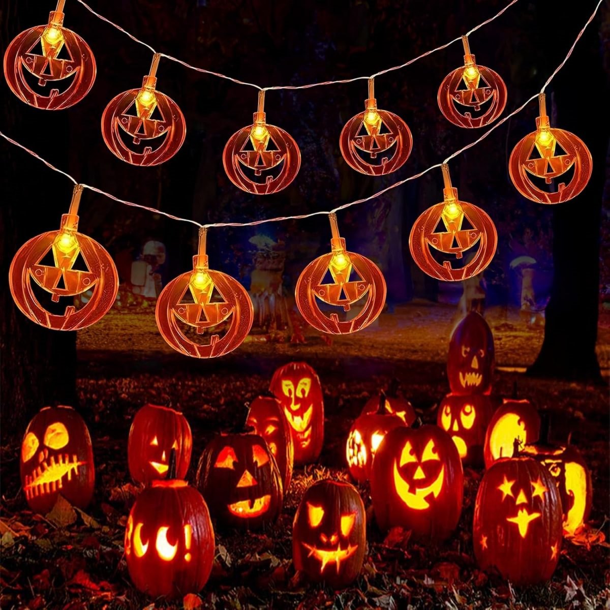 Halloween Led String Lights Orange - 1pc 20LED Oranje Platte Holle Halloween