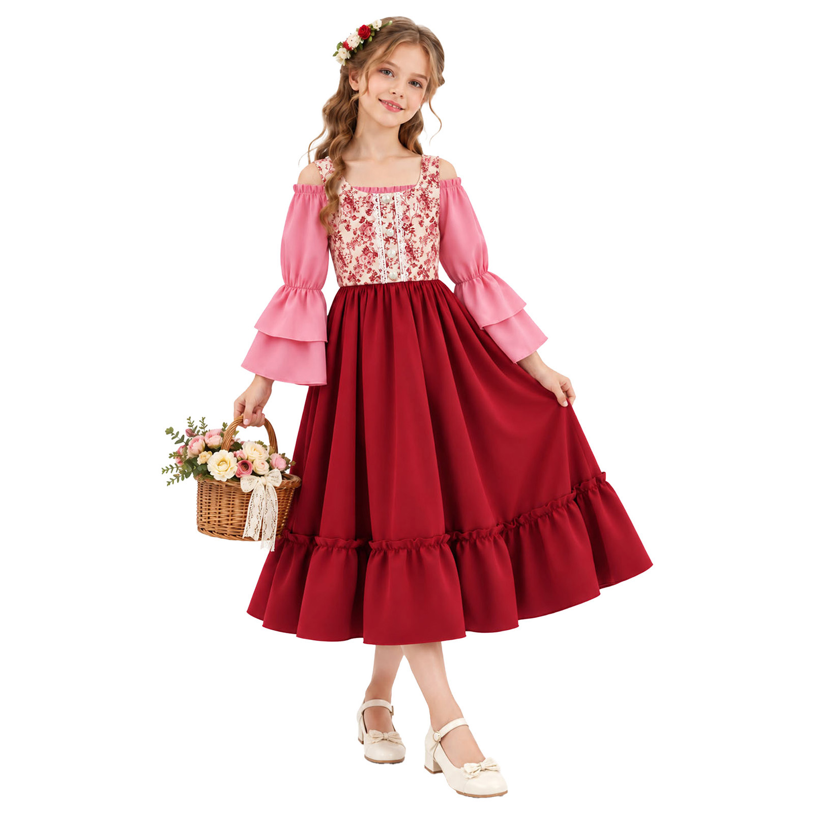 Halloween Costume Kids - Kindermeisjes Renaissance Middeleeuws Kostuum Iers Victoriaans