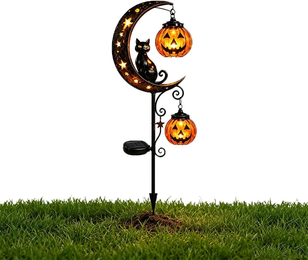 Pumpkin Lantern Halloween - Solar Halloween Zwarte Kat Pompoen Maan
