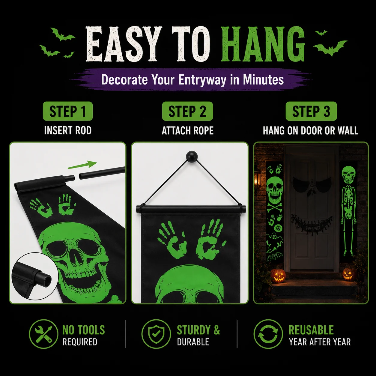 2 stuks Halloween-banners die  - Halloween Skeleton Decoration recensie en prijs